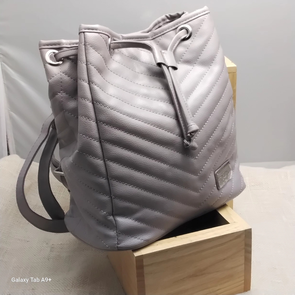 Chic Quilted Backpack In Gray - image 3